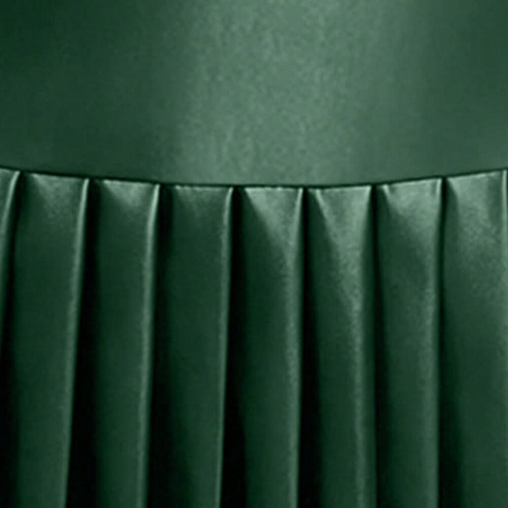 Dark Green Women's Casual Minimalist Pleated faux leather A-Line Skirt - Picture 5 of 5